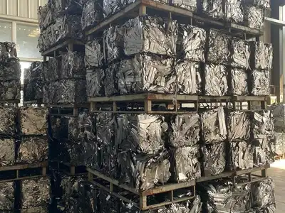 Stacked aluminium scrap bales ready for warehouse storage