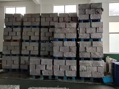 Stored aluminium turnings bales