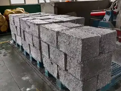 Aluminium turnings bales on pallet