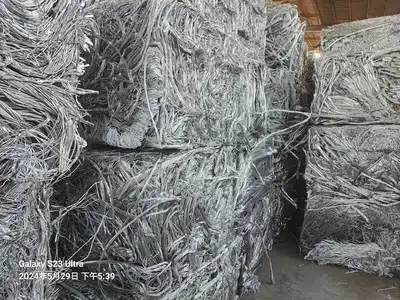 Rectangular aluminium wire scrap bales ready for handling