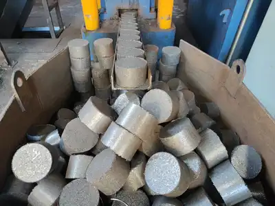 Continuous cast iron briquette output collection