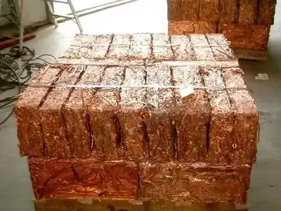 Copper wire bales stacked on a pallet