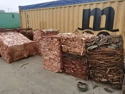 Copper wire bales in a recycling yard