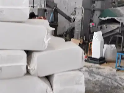 Compressed corn cob granule blocks in bags
