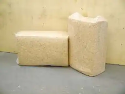 Bagged compressed rice husks bale
