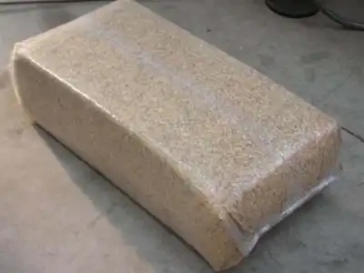 Wrapped rice husks bales prepared for storage