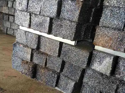 Stacked steel shaving bales ready for shipment