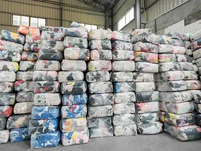 Warehouse filled with bagged wiping-rag bales