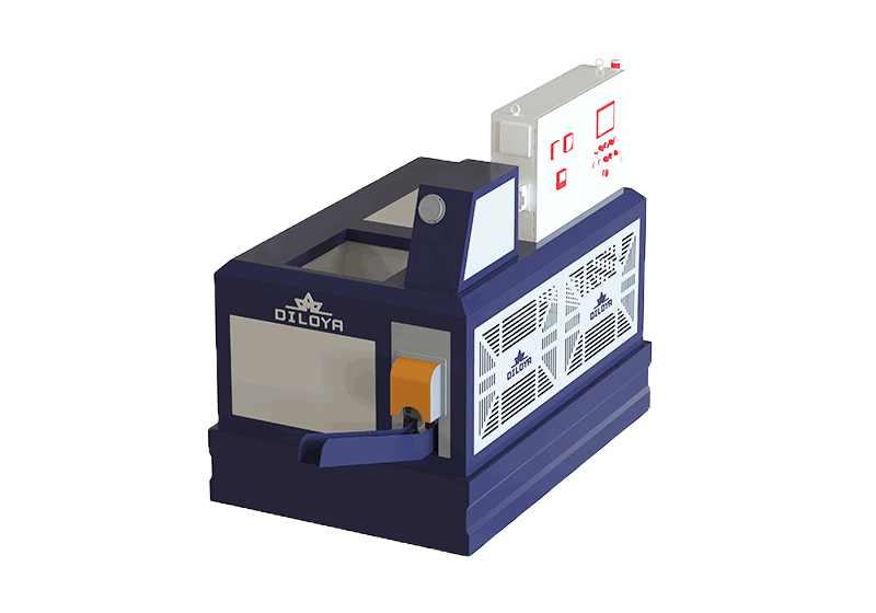Integrated briquetting press illustration with enclosed cabinet and control panel
