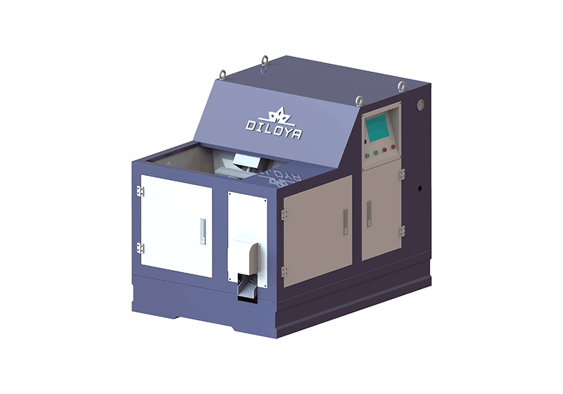Small enclosed briquetting press illustration with access door and operator controls