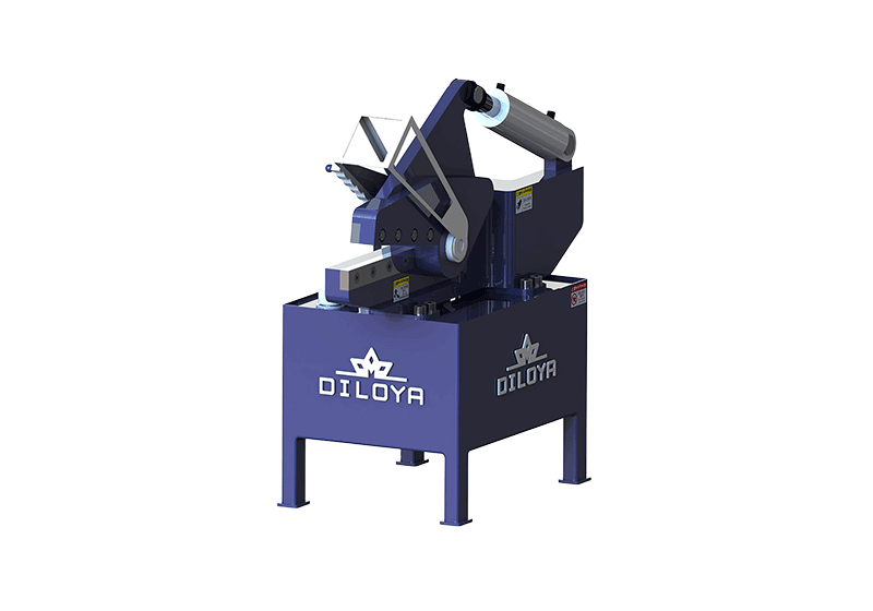 Mini alligator shear illustration with compact frame and pivoting jaw