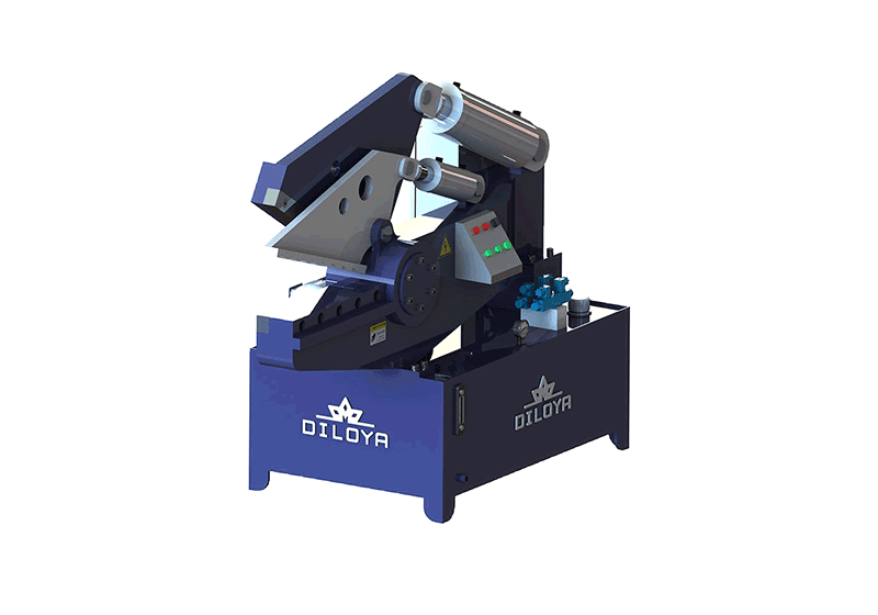 Integrated alligator shear illustration with enclosed hydraulic power unit