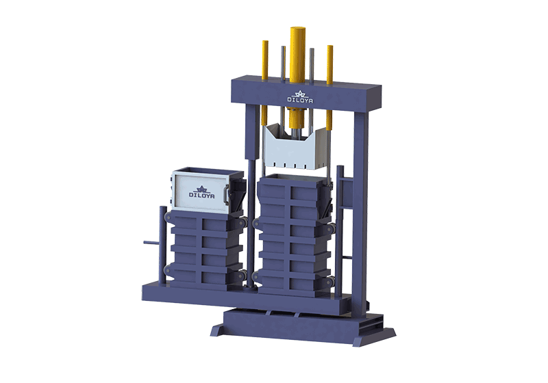 Twin-chamber textile baler illustration with swivelling chamber arrangement